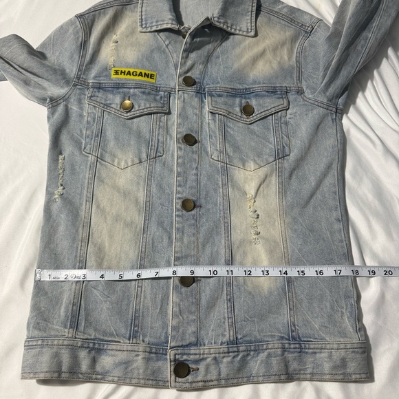 Bibisama Anime Hagane Jean Jacket Distressed Light Blue Denim Size 2 (Medium) - Picture 11 of 14